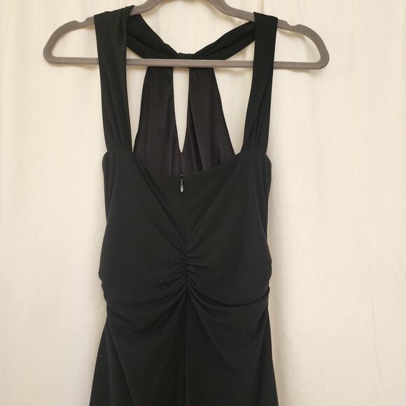 David Meister Black Halter Dress Size 2 Party Asymmetrical Hem Y2K Whimsygoth - Picture 8 of 10